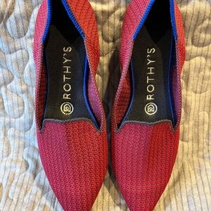 Rothy's pointed toe loafer 7.5 EUC red, grey. Clean!